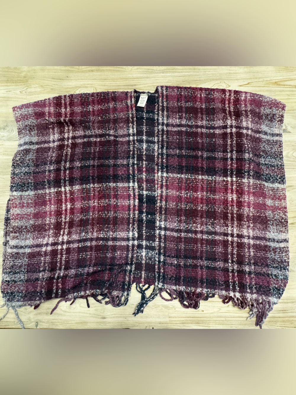 Woolrich Women’s Plaid Pancho Wrap in Burgundy and Blue
